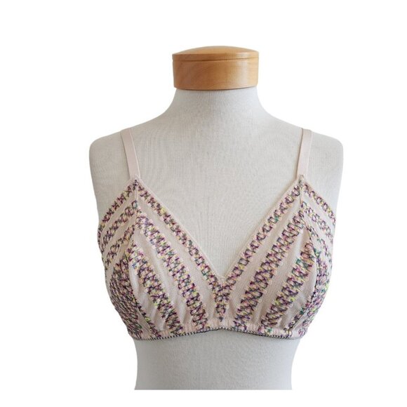 Calvin Klein Multi-Color Rave Mesh Lightweight Thin Triangle Soft Cup Bra L - Picture 1 of 10